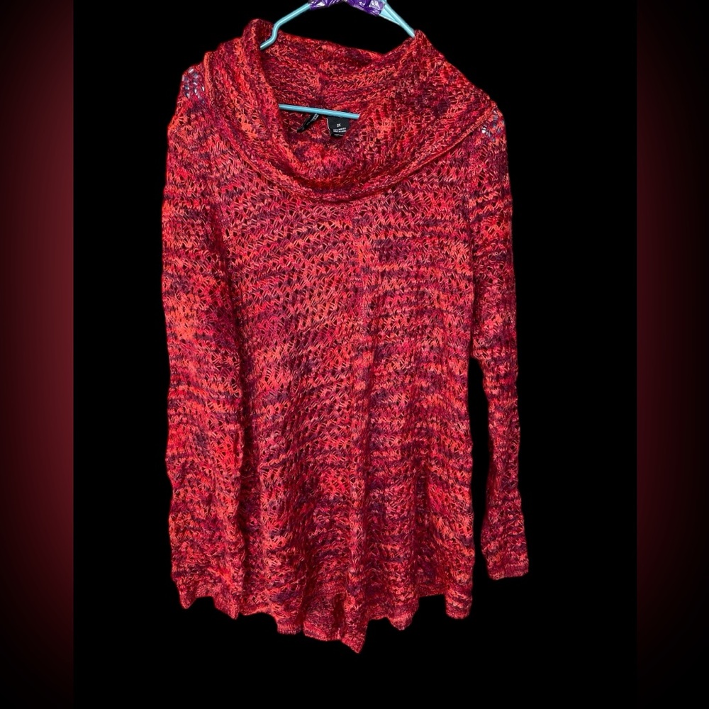 Red Knit Cowl Neck Sweater